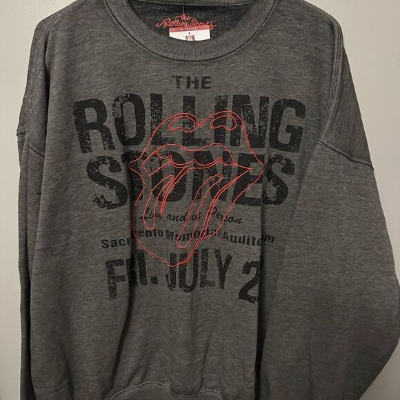 NWT Rolling Stones Sweatshirt Crew Neck Pullover Tongue Logo Grey Size XL - Picture 1 of 5